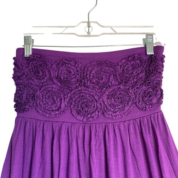Design History Maxi Strapless Dress S Purple Floral Smocked Beach Resort Summery - Picture 3 of 7